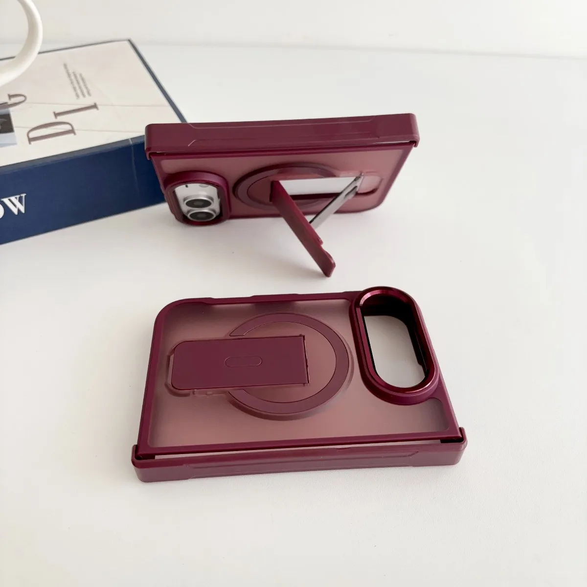 For IPhone Duo Magnetic Phone Case Shockproof Armor Matte Case for IPhone Duo for Magsafe Wireless Charge with Stand Full Cover view 2