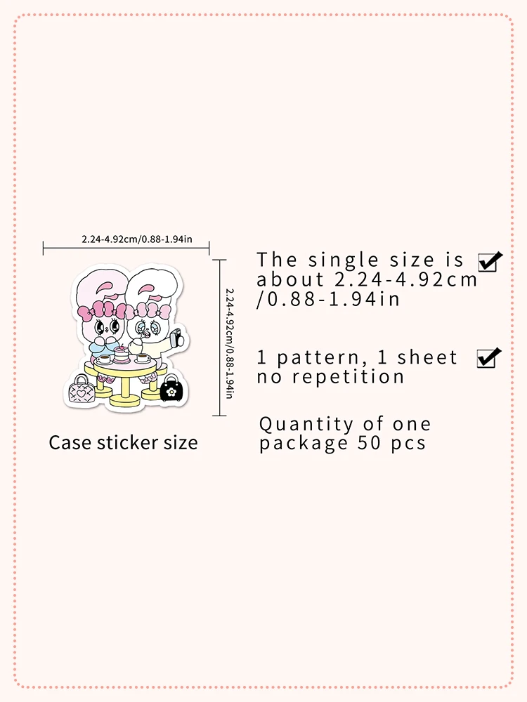 50 قطعة من ملصقات أليس الأرنب اللطيفة الكرتونية اللطيفة المقاومة للماء للتزلج على الجليد ملصق منزلي عتيق #5