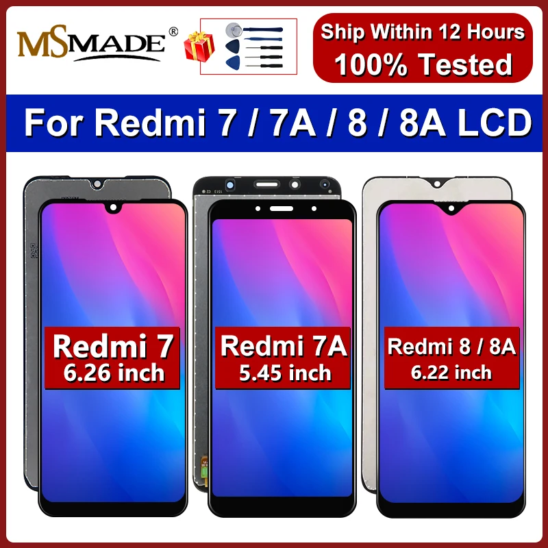 100% TEST For Xiaomi Redmi 7 LCD 7A Display Touch Screen For Redmi 8 Display 8A LCD Digitizer Assembly Replacement Parts