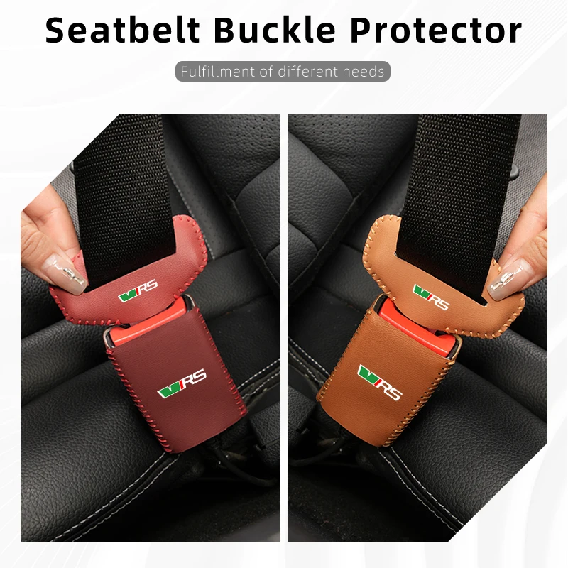 Car Seatbelt Protector Leather Seats Safety Buckle Base Cover For Skoda VRS Octavia Kamiq Kodiaq Karoq RS Superb Rapid Favorit