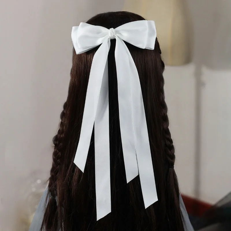 Long Ribbon Bow Hair Clip Bridal Bridesmaid Accessories