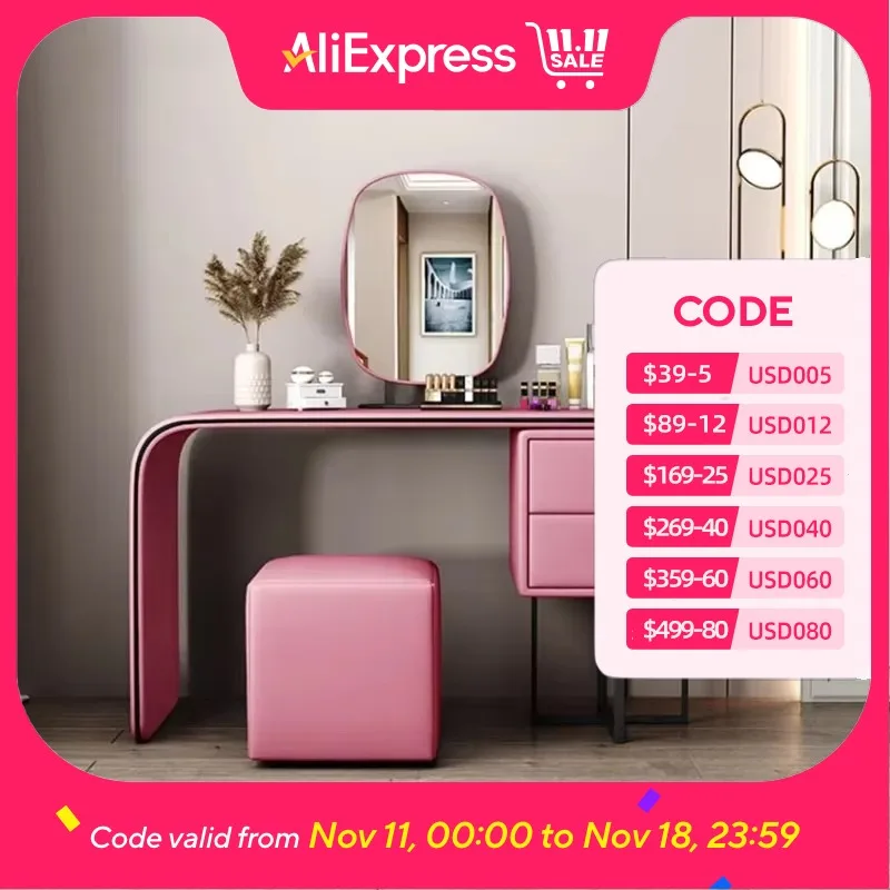 

luxury Women Makeup Vanity Table Drawer Mirror Dresser Stand Makeup Table Sets Storage Girls Coiffeuse De Chambre Home Furniture