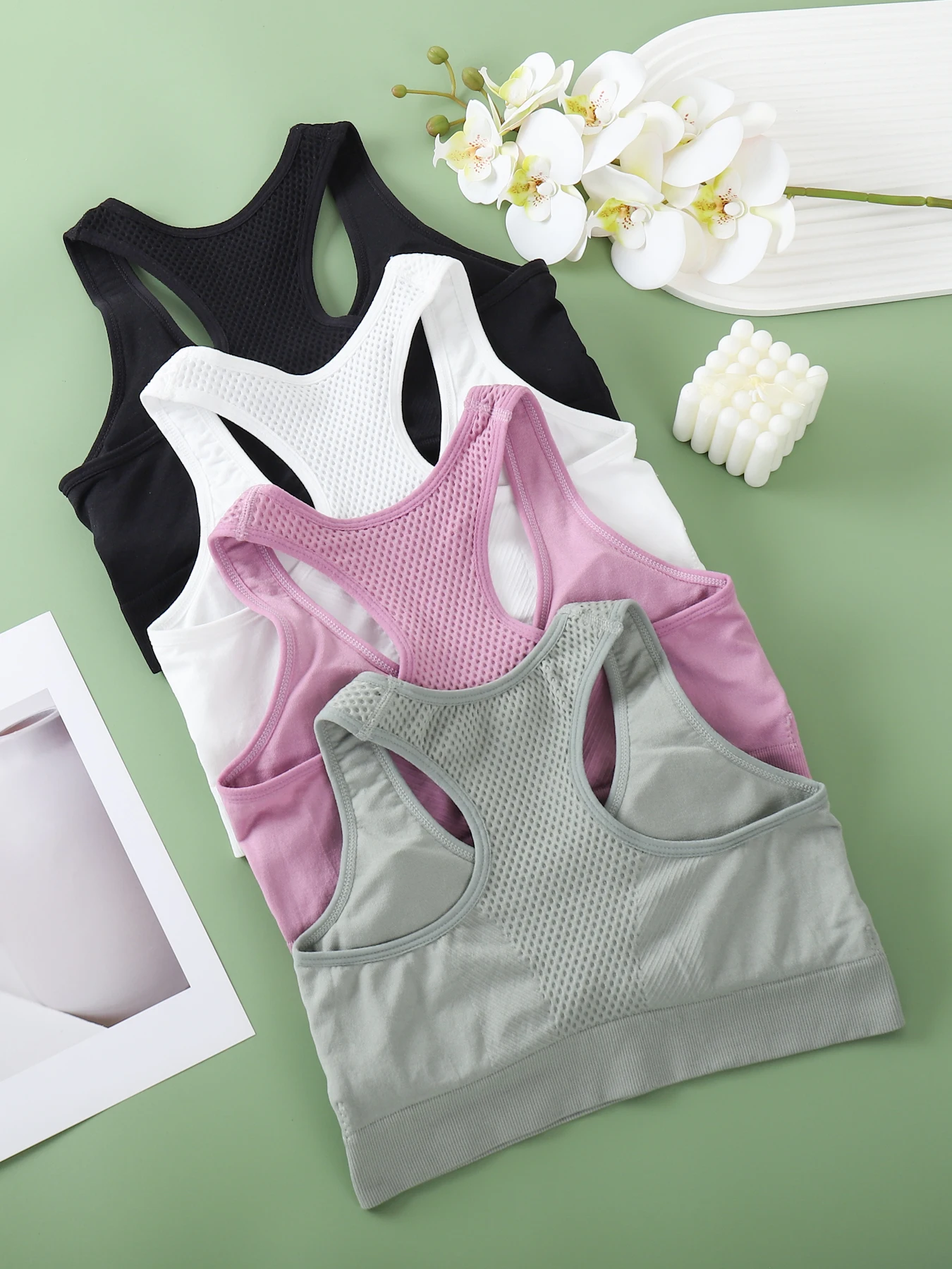 1Pcs - Women's Seamless Sports Bra - Plain and Simple Design - Skin-Friendly and Absorbent - Does Not Shed or Fade - Breathable and Comfortable - Good Support - Suitable for Sports, Running, Fitness,  image 2