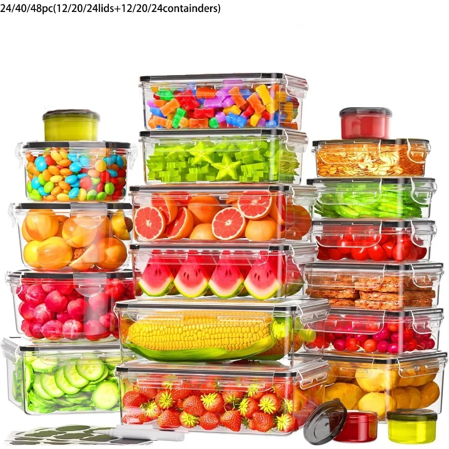 

Набор контейнеров для хранения продуктов (24/40/48 шт.), ланч-боксы для пикников и обедов на природе, для микроволновых печей и духовок.