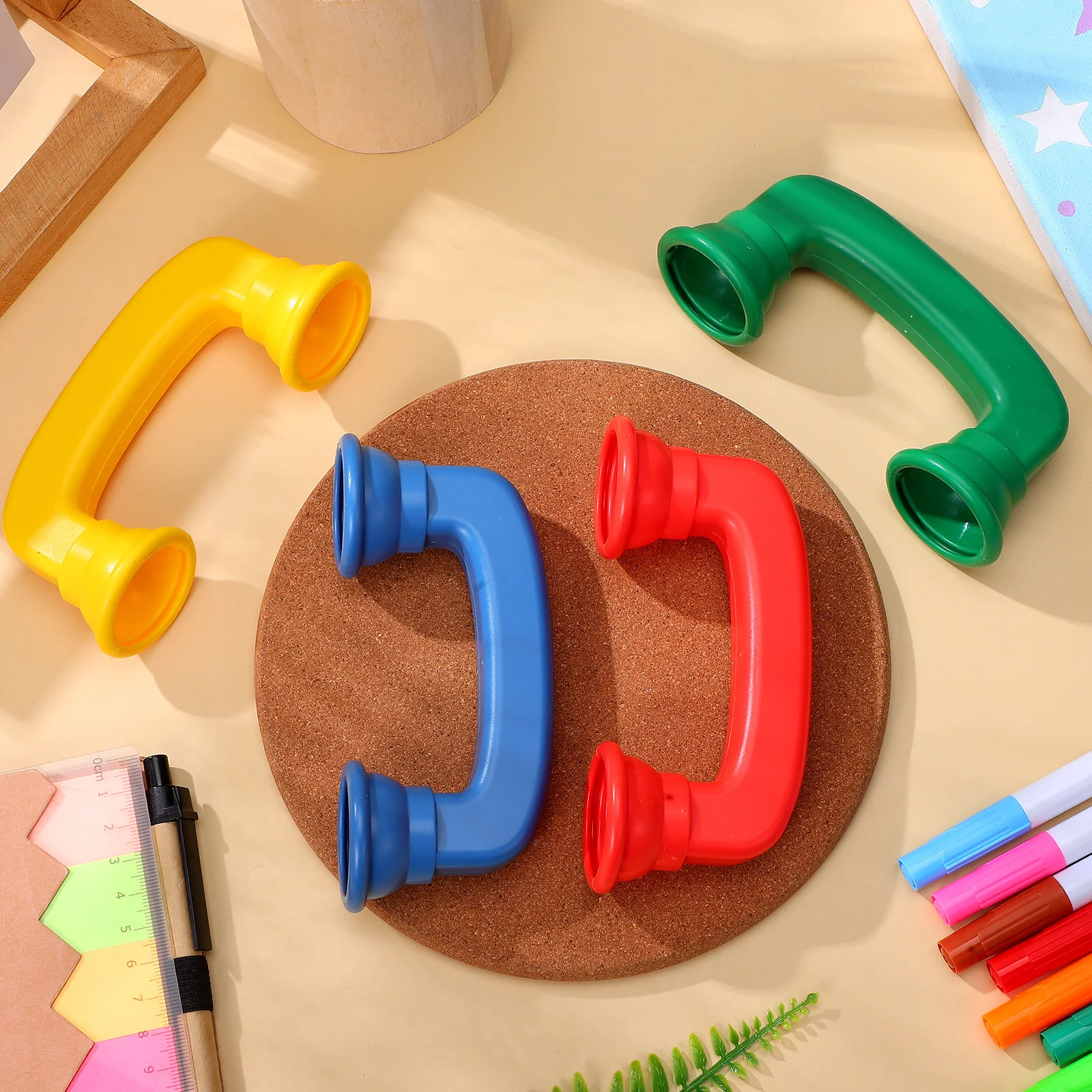 4Pcs Whisper Phones Plastic Educational Decor Reading Aid Colorful Early Learning Toddler Phone Receiver Creative Sound Training