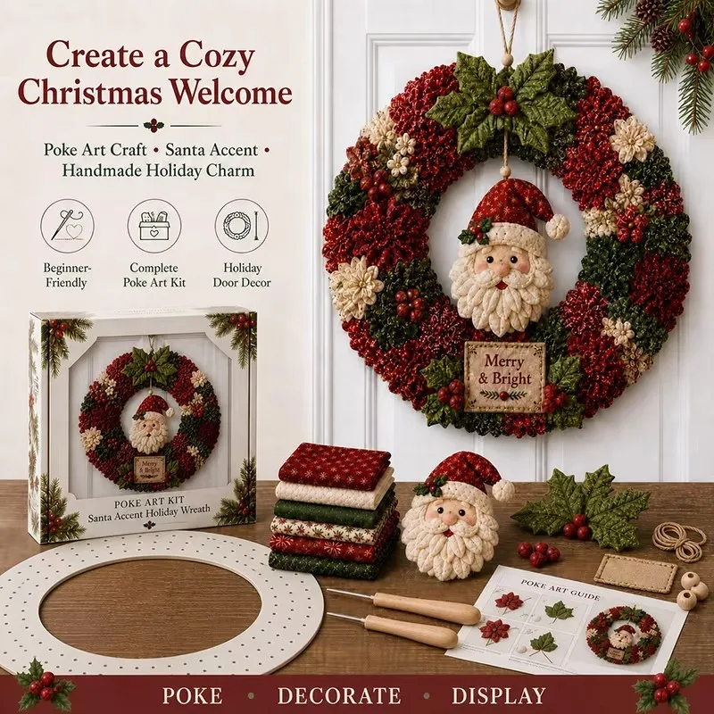 Kit de création de décorations de Noël en tissu 3D, sans couture, pour décorer les portes pendant les fêtes, kit d'activités manuelles pour toute la famille, cadeau de Noël.