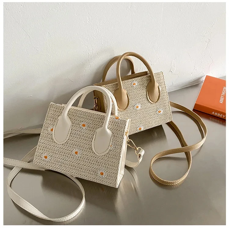

Popular Small Bag Women's Summer New Small Daisy Woven Bag Handbag Foreign Style Single Shoulder Messenger Small Square Bag