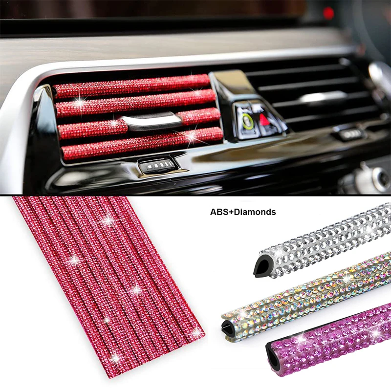 

1pc Diamond Car Air Conditioner Outlet Decorative Strips U Shape Clip Rhinestones Grille Sticker Auto Interior Accessories