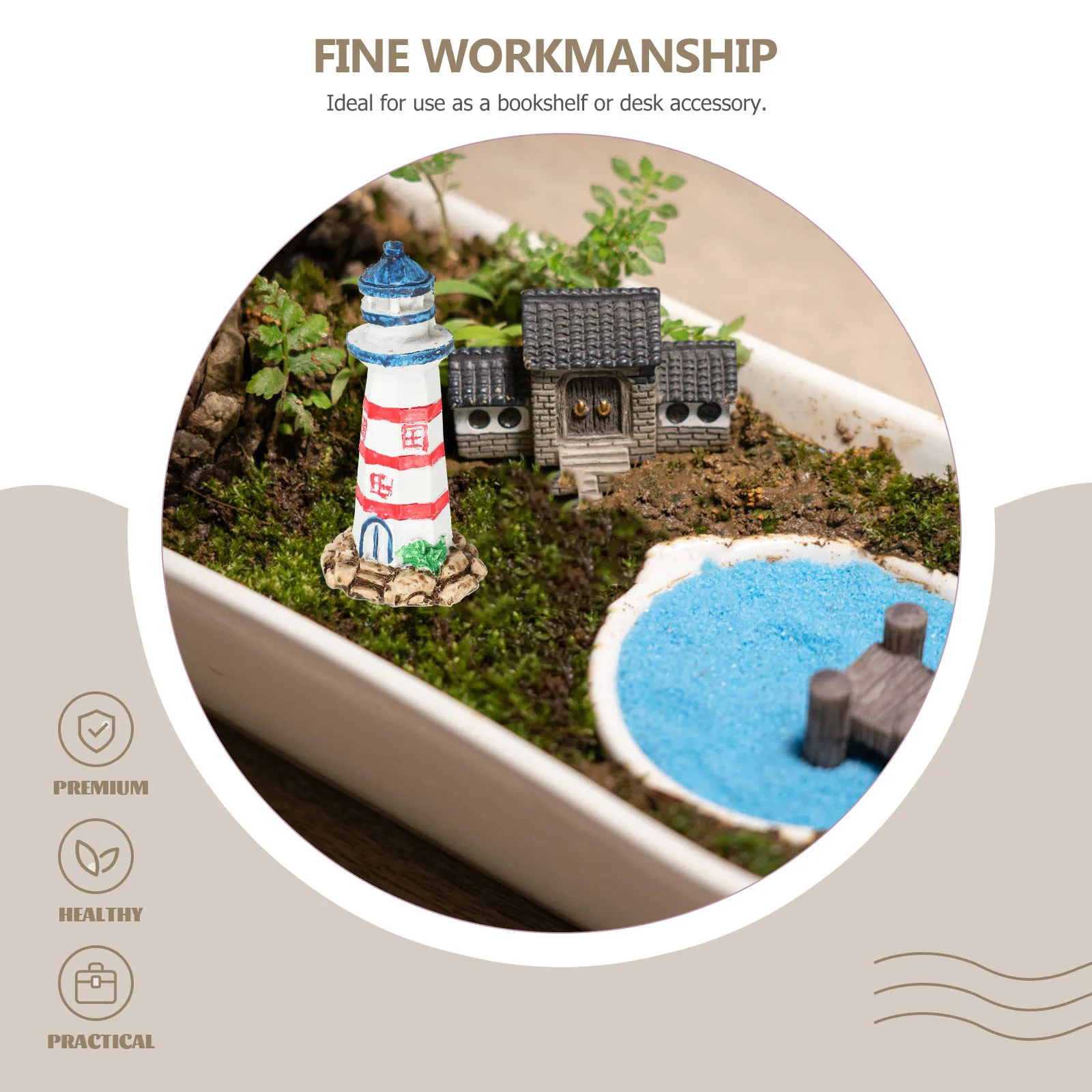 

4Pcs Micro Resin Lighthouse Models Delicate Mediterranean Style Ecological Bottle Home Desk Ornament Decorative Scene