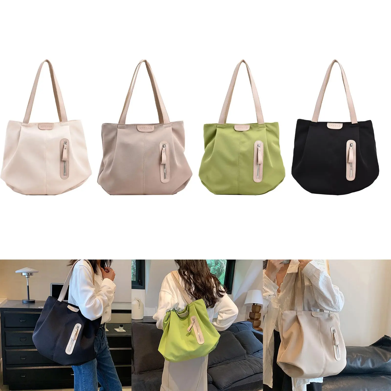 Bolso de hombro de lona para mujer, bolsa de lona ligera de gran capacidad para compañero de vacaciones al aire libre