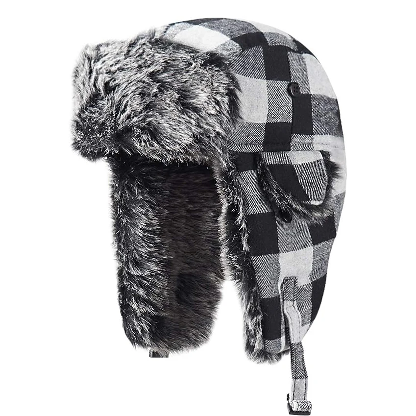 Lumberjack Plaid Aviator Trapper Hat Trooper Ear Flaps Ushanka Eskimo Cold