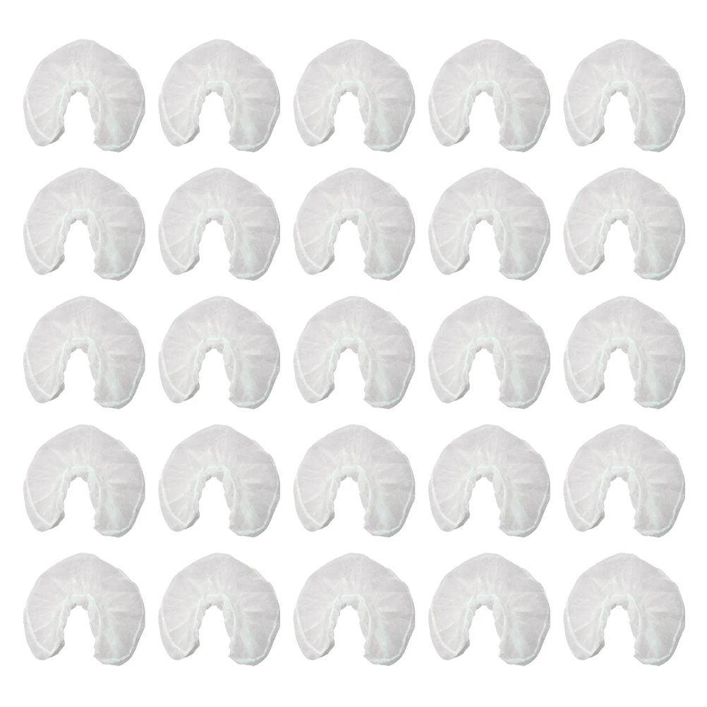 

100 Pcs Non woven Headrest Covers U Shaped Pillowcase White Thick Disposable Protect Pillows Travel Spa Salon Home Use Massager