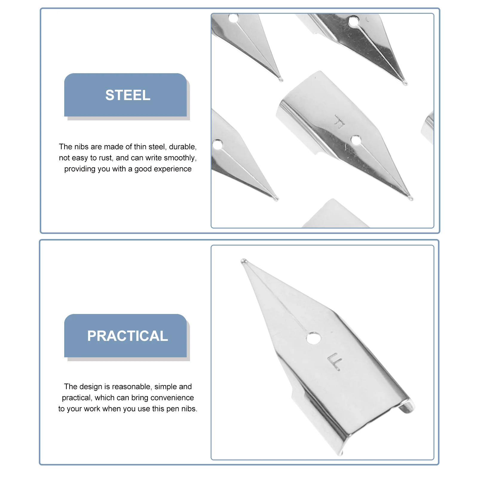 20 pezzi pennini per penna stilografica in acciaio set di pennini per calligrafia di ricambio per scrittura liscia disegno punte per penna stilografica per uso scolastico per ufficio