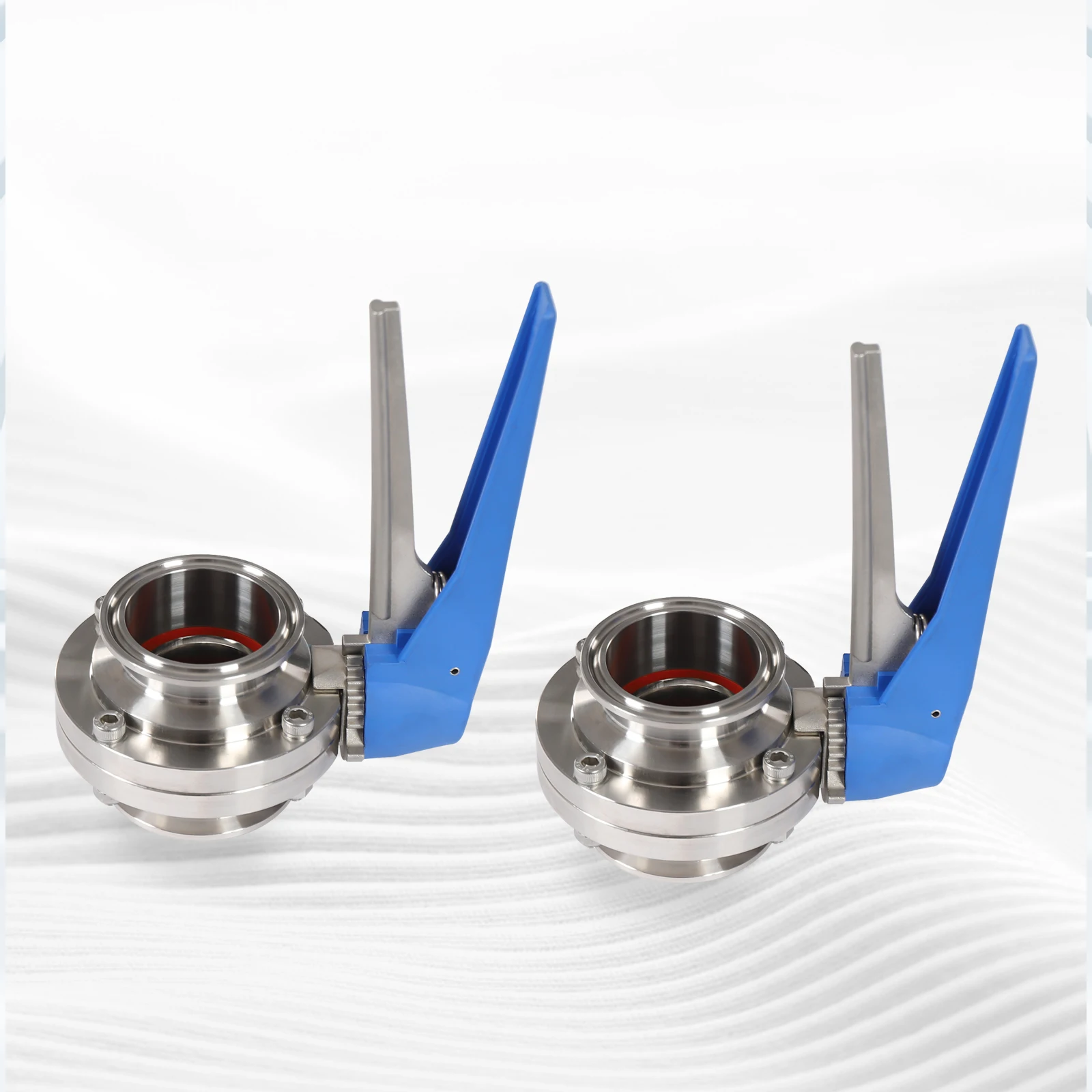 2Pcs Butterfly Valve, Stainless Steel Tri Clamp, 2 Inch Blue Handle Polished Corrosion Resistant 8 Lock Durable for Flow Control Easy Use