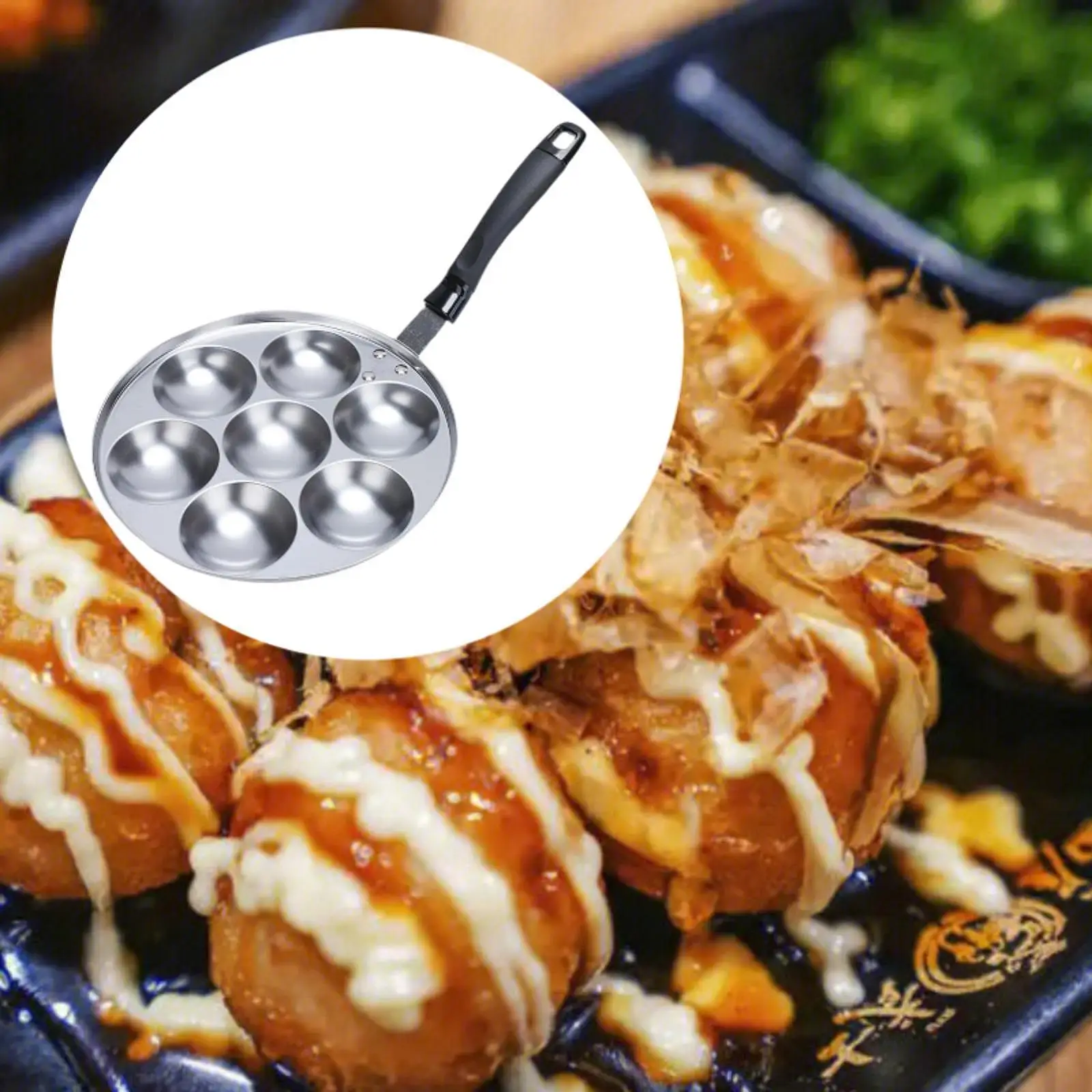 7-gaats Takoyaki Maker Poffertjes pan met handvat kookplaat gevulde pannenkoekpan Octopus grillplaat voor campingrestaurant