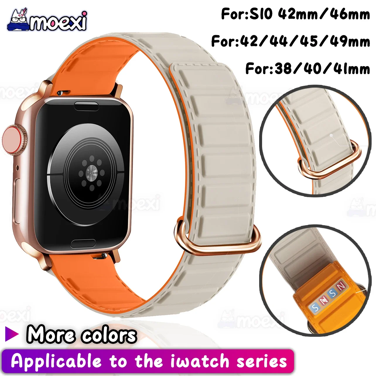 Sport Silicone magnetic Strap For Apple Watch Ultra band 49mm 45mm 46mm 44mm 42mm 38mm 41mm 40mm iWatch Serie 10 9 8 7 6 SE 5 4