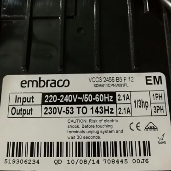 

Suitable for Embraco BCD-586WSG compressor inverter board VCC32456B5F12 C7