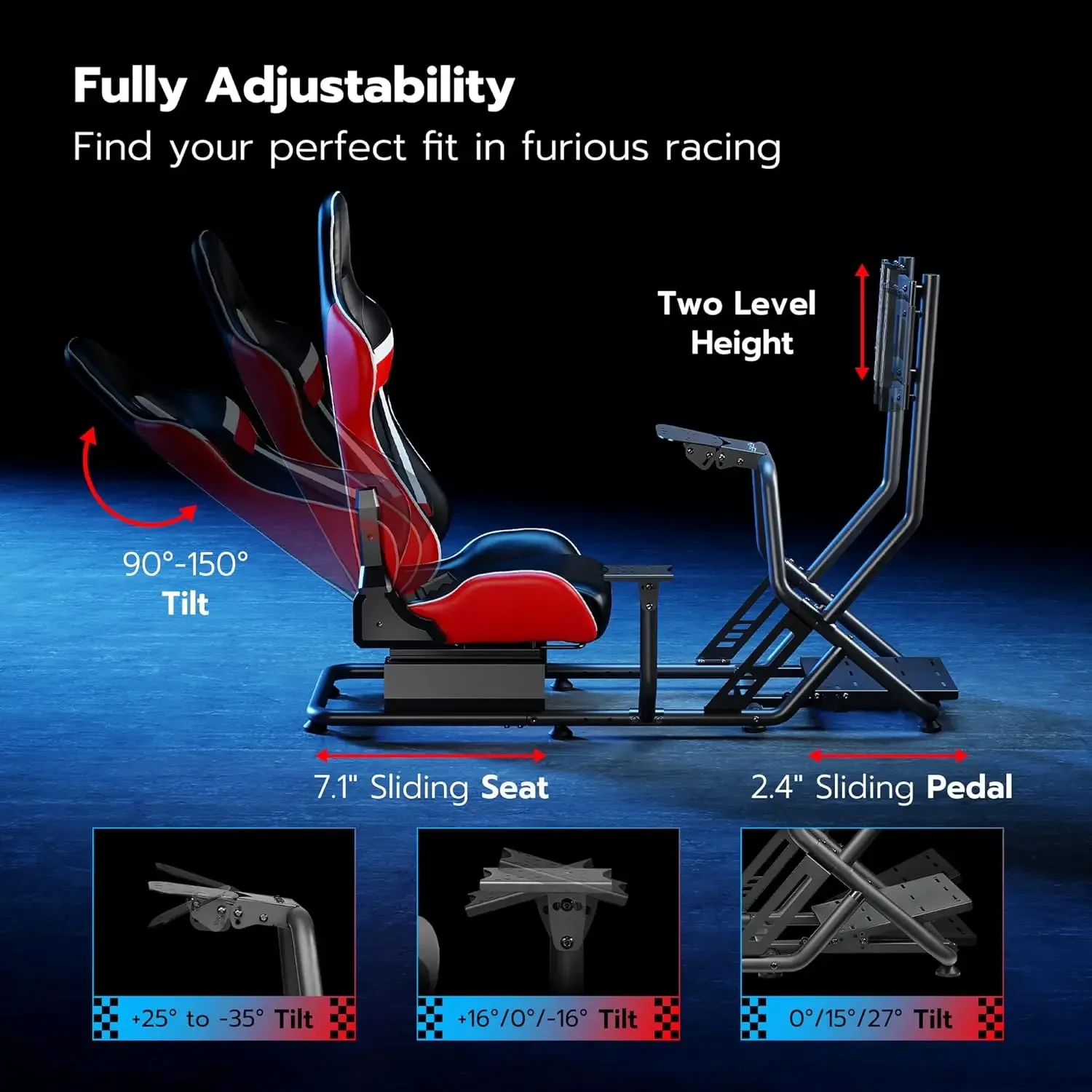 Racing Simulator Cockpit with Monitor Mount and Seat, Moza Racing Games on PS5, PS4, Xbox and PC