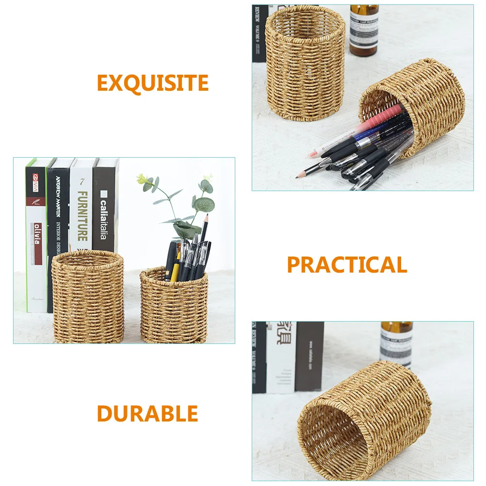 Pen Holder Ruler Organizer Large Capacity Cup Cutlery Rack Decorative Pencil Plastic Stationery Pot Desktop Brush