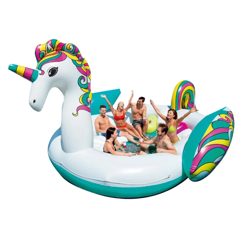 

6 Person Inflatable Giant Unicorn Horse Pool Float Island Swimming Pool Lake Beach Party Floating Boat Water Toys Air Mattresses