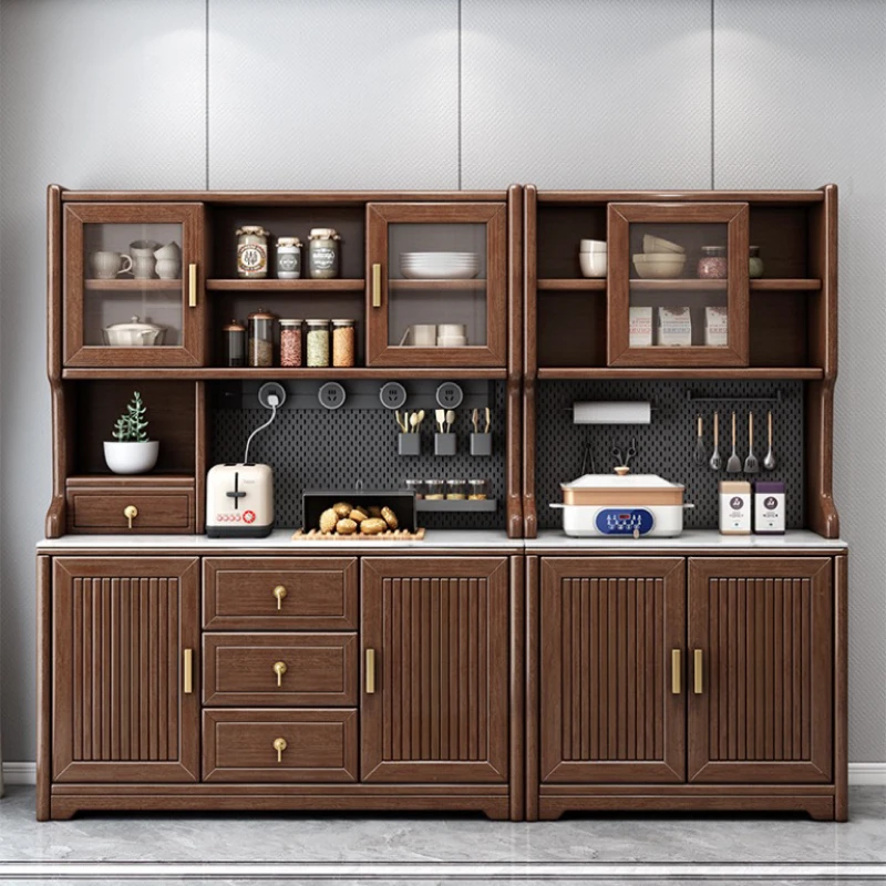 

New Style Solid Wood Sideboard Integrated High Cabinet Wall Modern Minimalist Multi-Functional Storage Kitchen Cabinet Locker