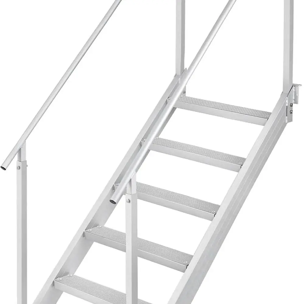 خطوات حمام السباحة بوزن 500 رطل، سلالم قاعدة من الألومنيوم بارتفاع قابل للتعديل مع درابزين ودواسات واسعة غير قابلة للانزلاق للبحيرة وحمام السباحة والبحرية والمركبات الترفيهية،