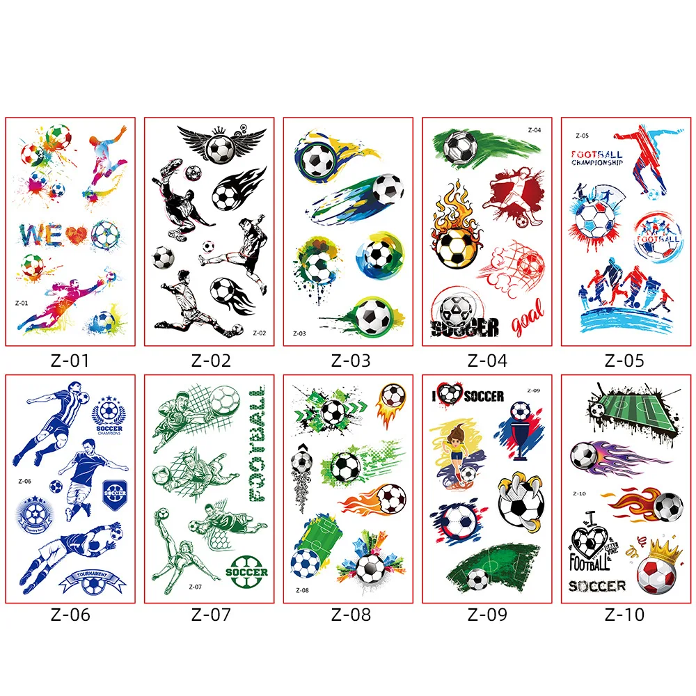 10Pcs Voetbal Voetbal Thema Decoratie Waterdichte Tattoo Sticker Voor Kids Verjaardagsfeestje Gunsten Goodie Bag Pinata Vulstoffen