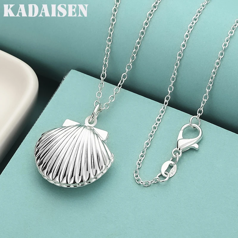 

New Arrive 45cm 925 Sterling Silver Seashell Photo Open Frame Necklace Snake Chain For Woman Man Wedding Jewelry Wholesale