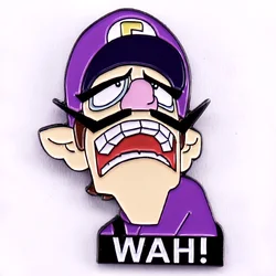 Waluiiigi Wah Enamel Pin Mariiio Meme Brooch Funny Video Game Pin Jewelry Gift for Friends