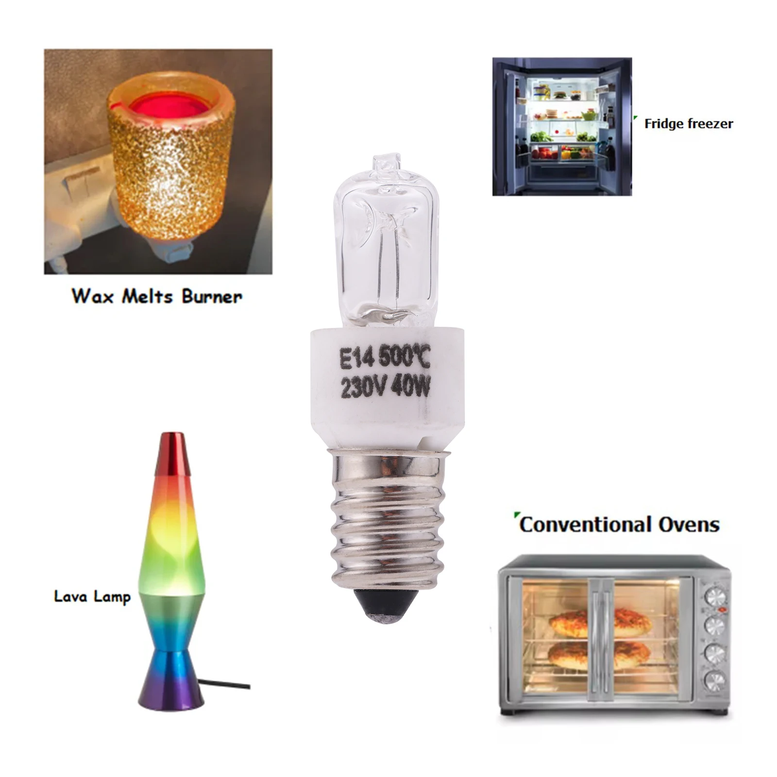 1pc E14 Oven Light Bulb 230V 25W 40W 500℃ High Temperature Resistant 2700K Warm White 750LM for Microwave Oven Refrigerator