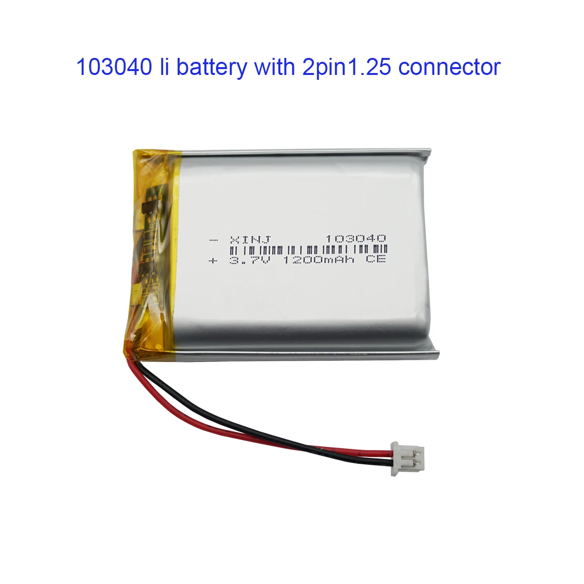 Image of 3,7 V 1200 mAh 4,44 Wh Polymer-Li-Akku 103040 JST 2pin 1,25mm Stecker für Game Player GPS Sat Nav Kamera Bluetooth Lautsprecher LED
