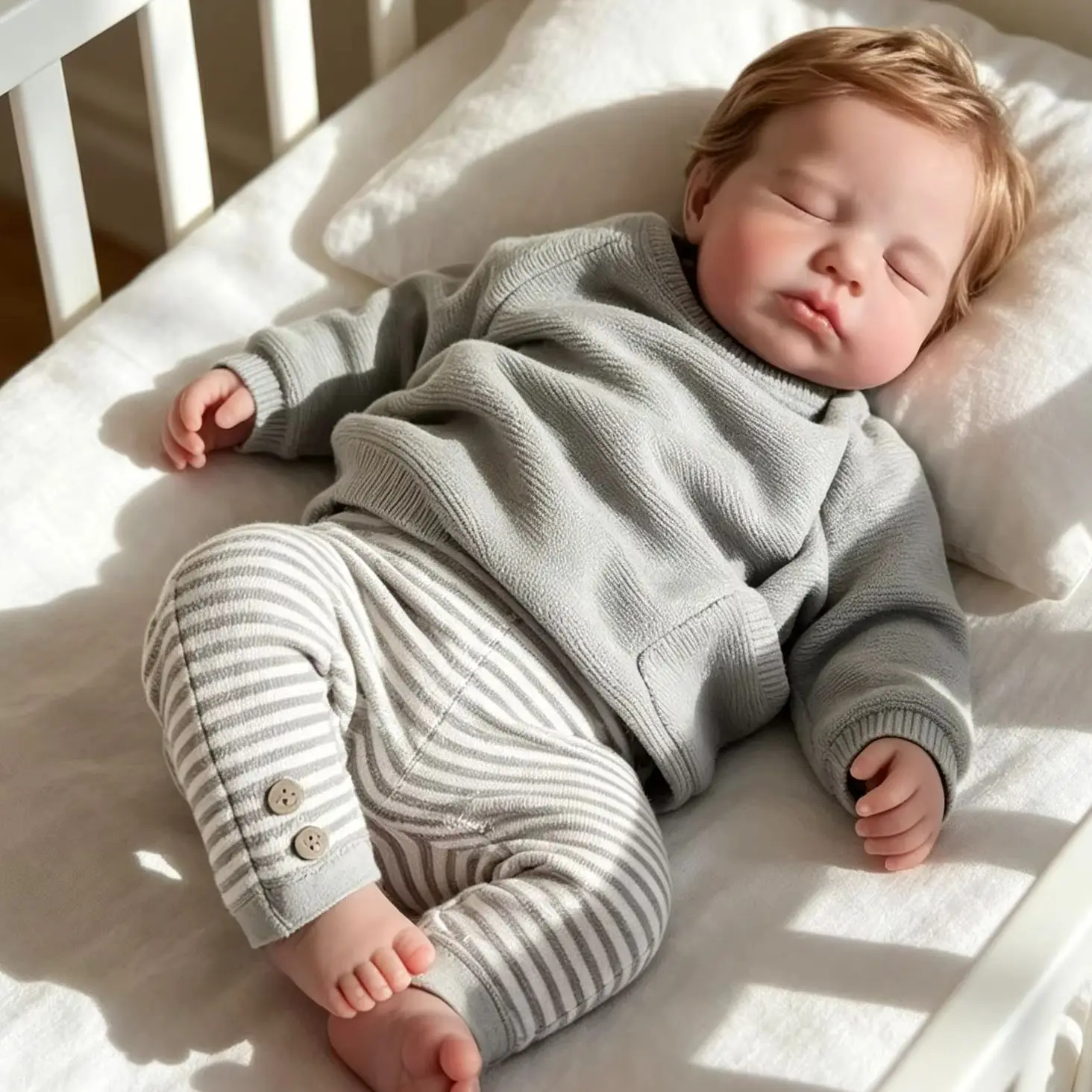

19'' Realistic Reborn Sleeping Bebe Loulou Doll with Hand-Painted Skin And Visible Veins Lifelike Premium Doll for Kids Gift