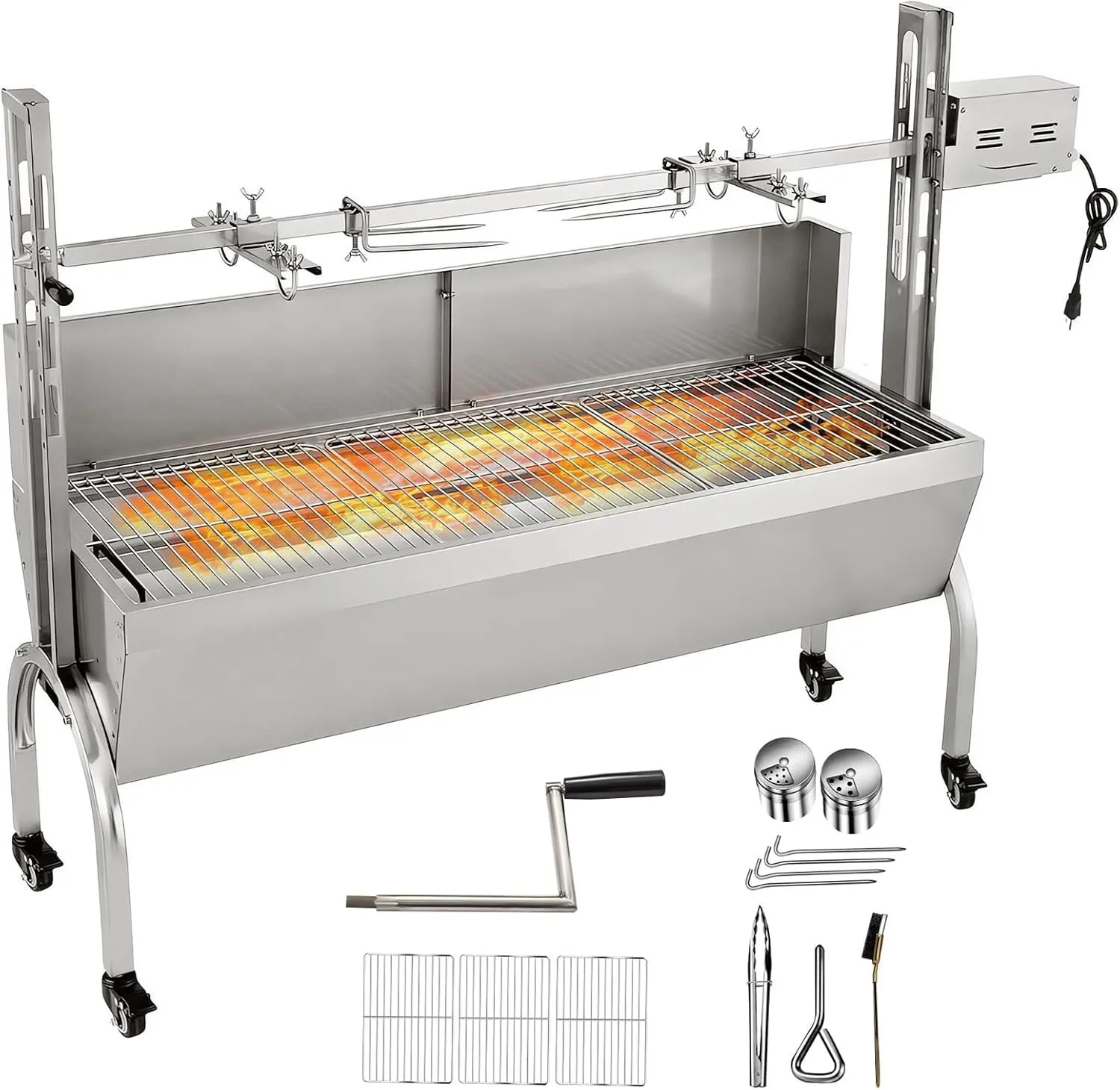 

Rotisserie Grill Roaster 176lbs Charcoal Grill Outdoor BBQ Pig Lamb Spit Roaster