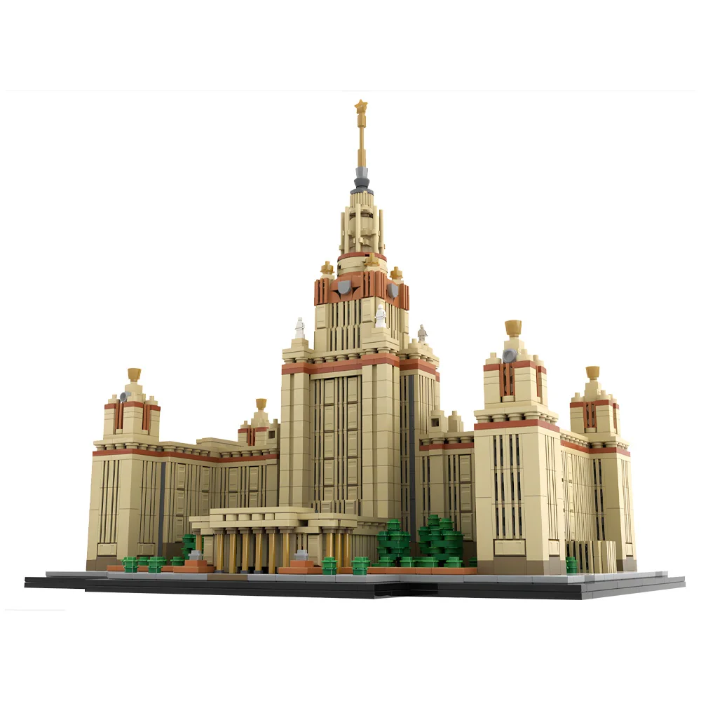 MOC 1:800 스케일 M. V. Lomonosov 대학 빌딩 블록 모델 교회 모스크바 주립 대학 벽돌 장난감 어린이 선물