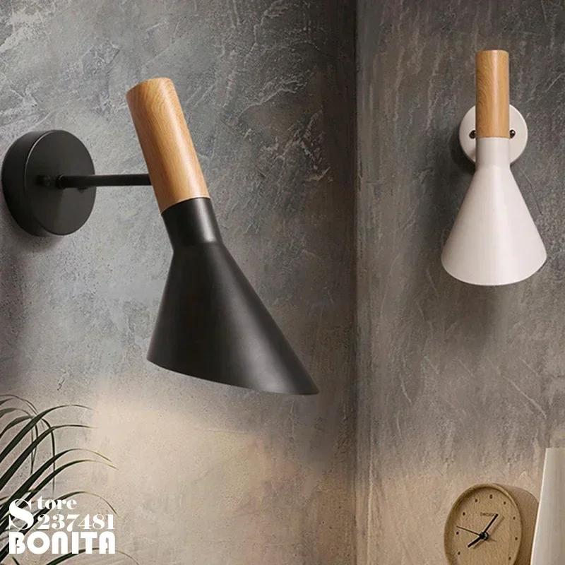 Nordic Horn Shaped Wall Scones Bedroom Bathroom Mirror Aisle Restuarant Decoration Design Lighting Angle Adjusted Cone Wall Lamp