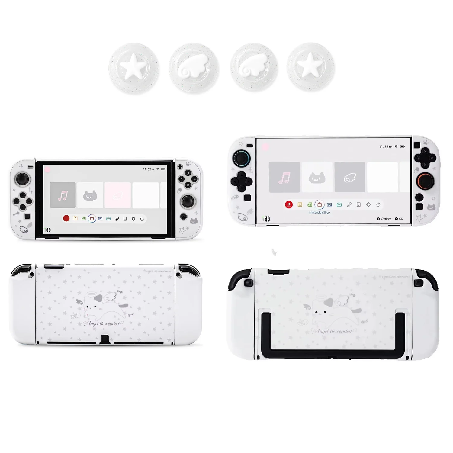 GeekShare Angel Descended Protective Case for Switch OLED / Switch 2 – Cute Detachable Hard Shell, Shockproof & Dockable