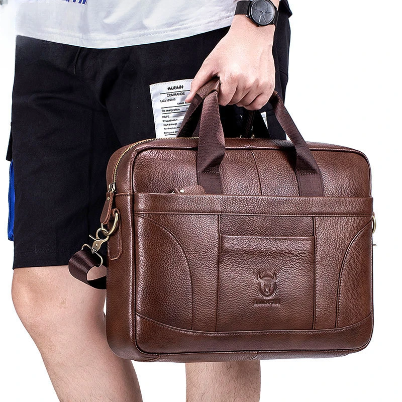 Men's Briefcases Large Capacity Casual Leisure Business Laptop Travel Soft Genuine Cow Leather Crossbody Shoulder Bags