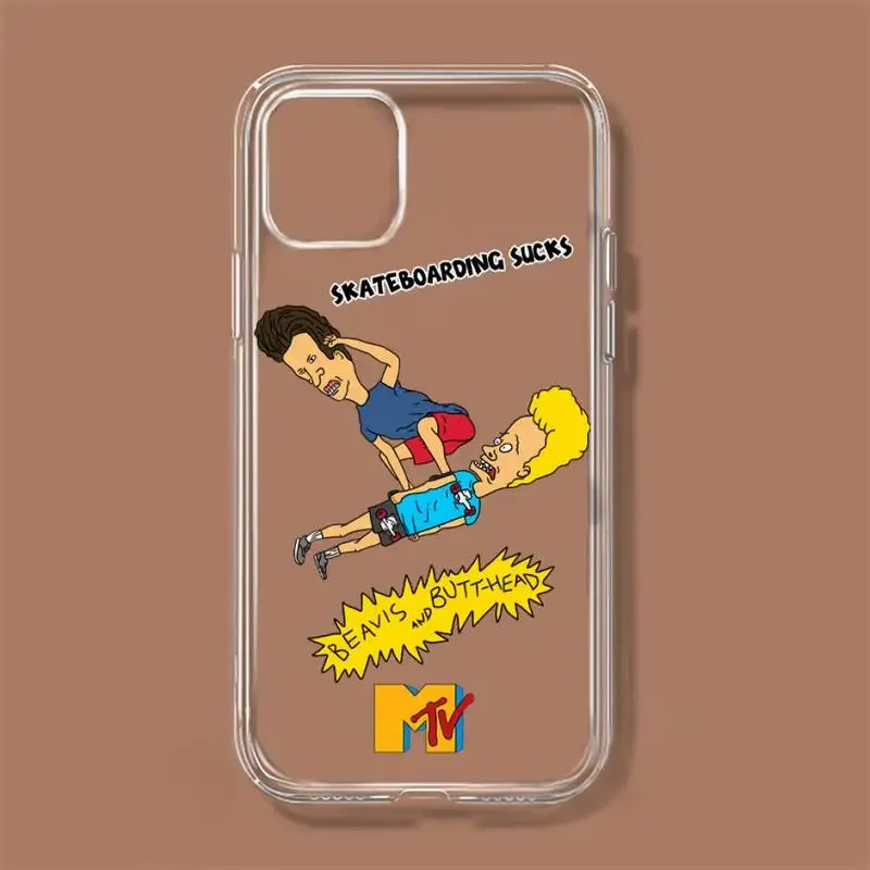 Beavis and Butt-Head Phone Case For iPhone 11 12 Mini 13 14 15 Pro XS Max X 8 7 6s Plus 5 SE XR Transparent Shell