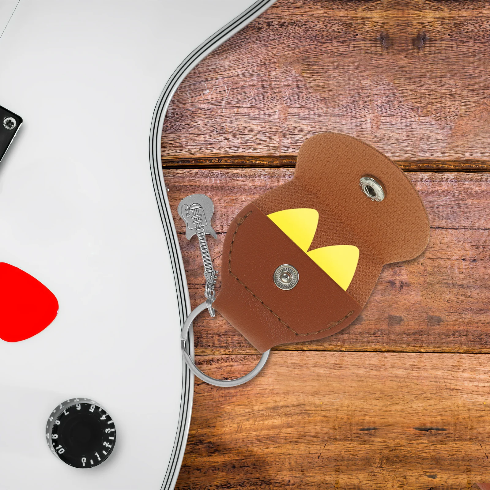 Portachiavi porta plettro per chitarra, contenitore per plettro per strumenti musicali, resistente e leggero per chitarra, basso, mandolino, banjo