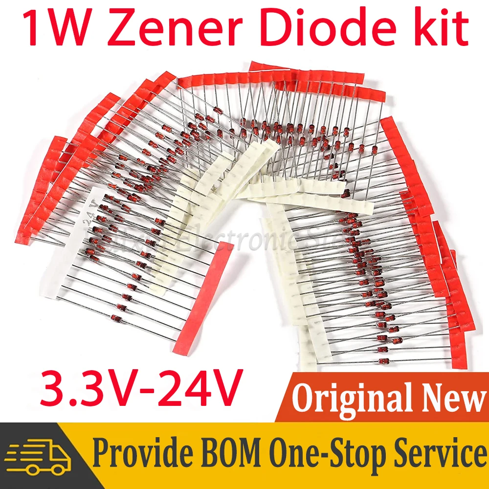 

14 values *10pcs Total 140pcs 1W Zener diode kit DO-41 3.3V-24V Component Diy Kit 3.9V 4.7V 6.2V 10V 12V 15V 16V 18V 20V 24V
