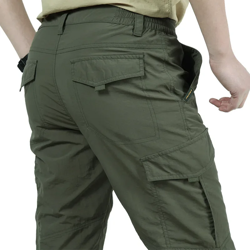 Men's Lightweight Breathable Pants Breathable Summer Casual Mountaineering Long Trousers Male Waterproof Quick Dry Cargo Pants