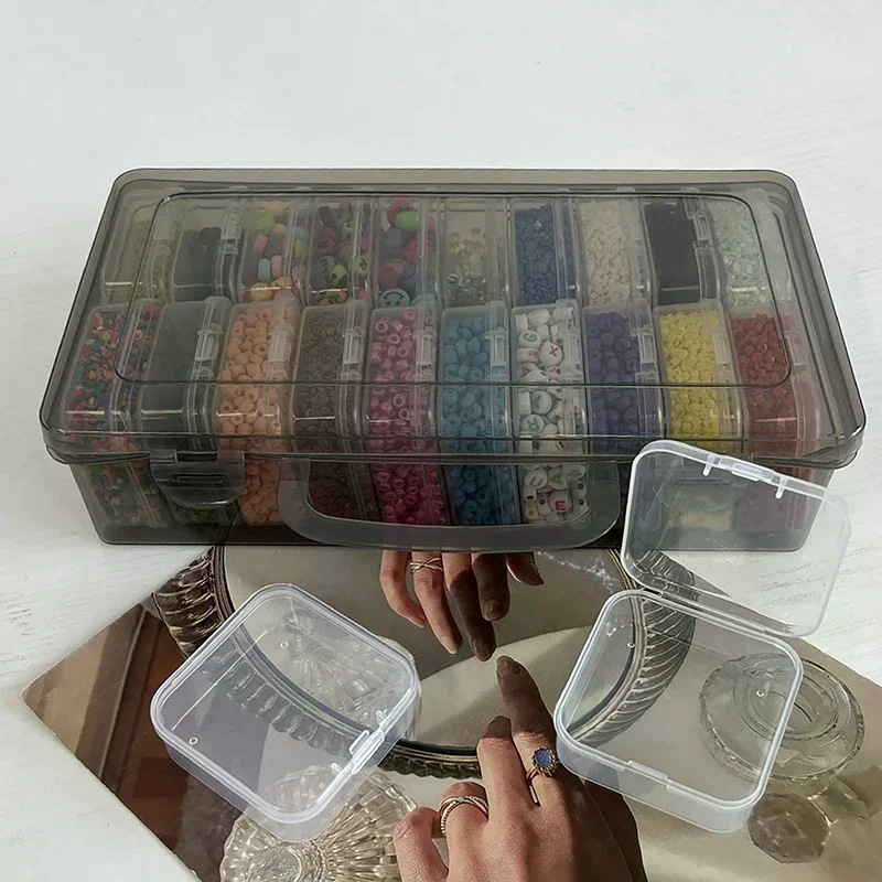 

20/26Pcs Transparent Plastic Craft Storage Box Portable Multifunctional Storage Box For Jewelry Beads DIY Art Supplies
