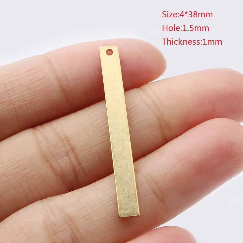 10pcs Raw Brass Rectangle Charms for DIY Jewellery Making