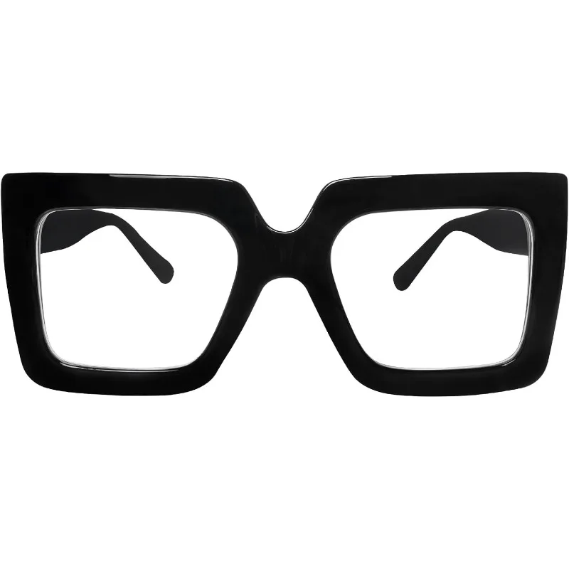Lesebrille mit Großem Quadratischen Rahmen Anti-Blaulicht Retro Luxus Markendesigner Schwarze Brillen Computer-Transparente Brillen