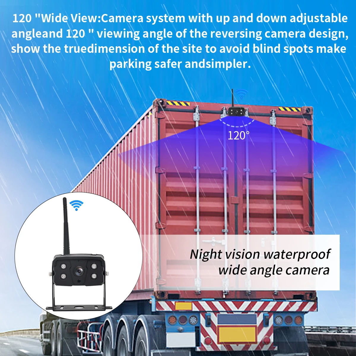 7 pulgadas Quad Wireless 1080P impermeable IP68 Ir visión nocturna cámara de visión trasera de respaldo y sistema de Monitor para RV/remolque/camión