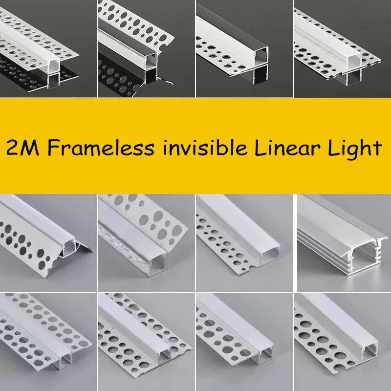 

LED Lace Line Light Aluminum Profile 2M Embedded Gypsum Drywall Channel Bar Strip Lighting Frameless Invisible Linear Lamp