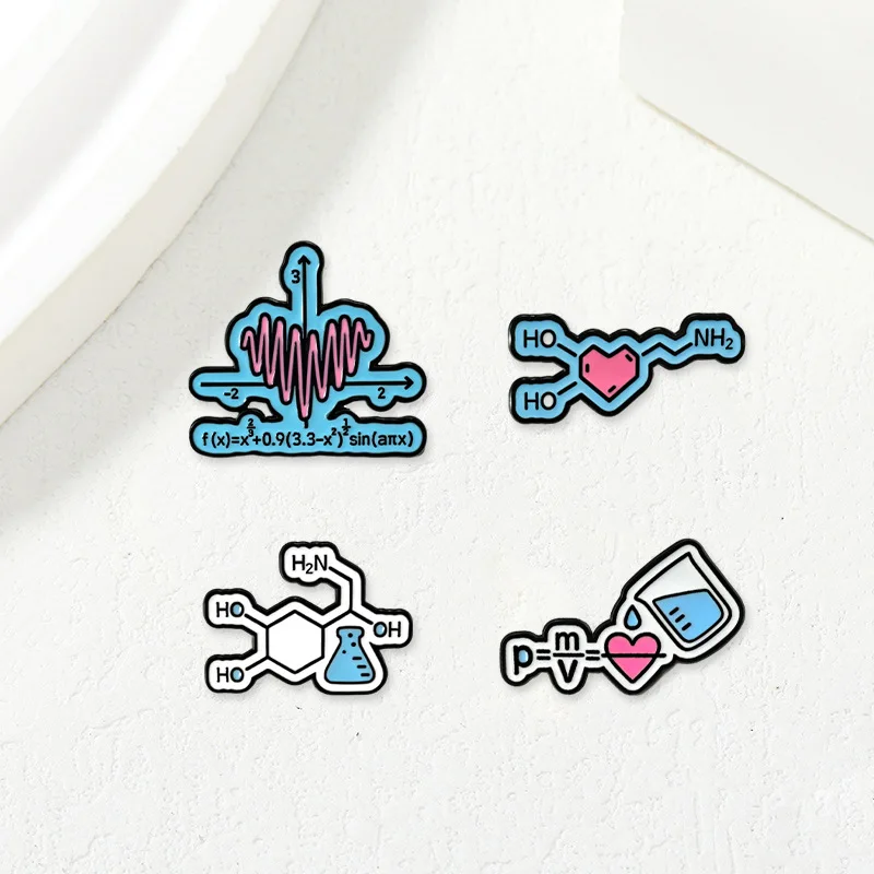 Creative Mathematical Physical Chemical Density Formula Design Metal Brooch Cartoon Badge Pin DIY