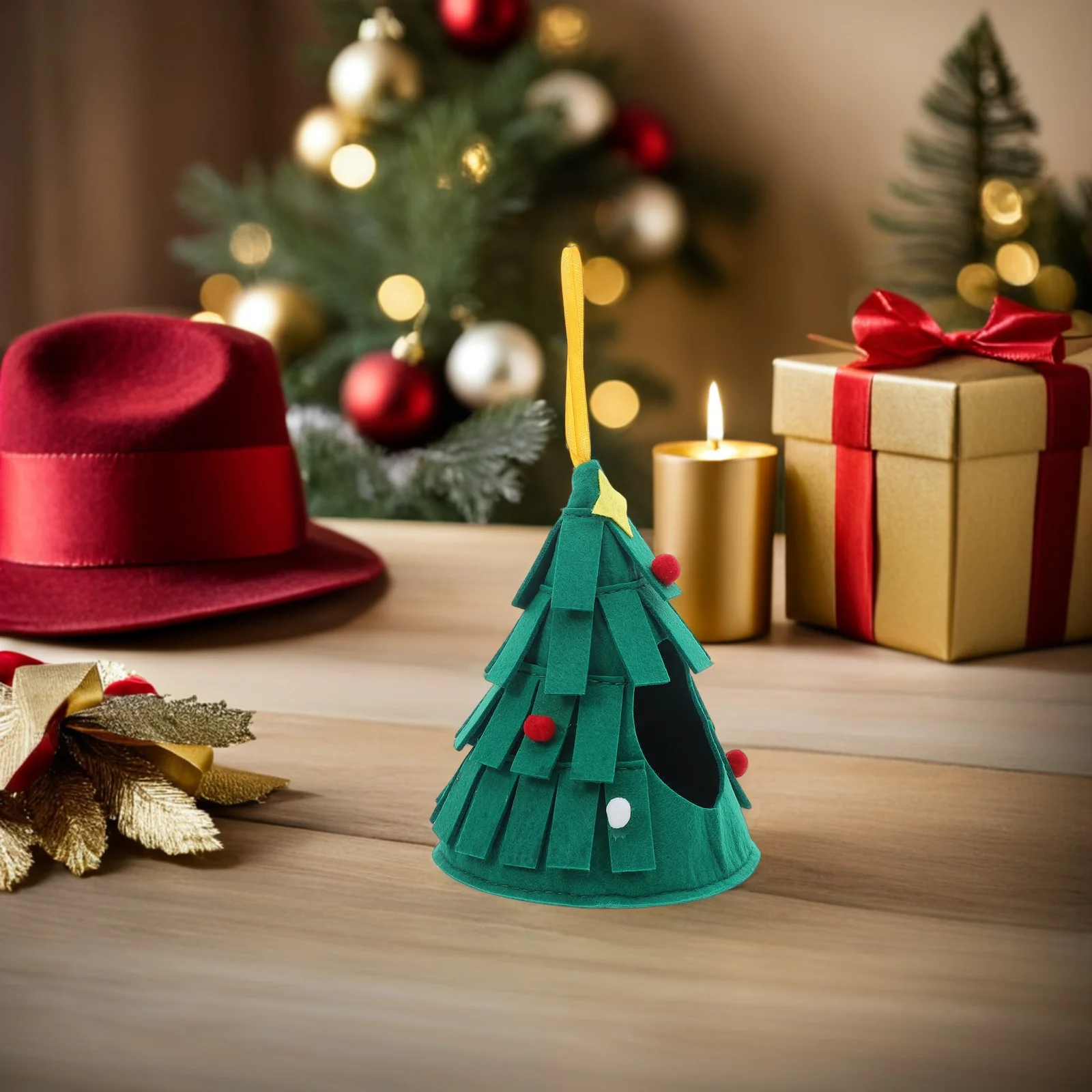 

Christmas Tree Bird House Hanging Nest Felt Parrot Bed Cage Cozy Hideout Small Animal House Cockatiel Hamster Guinea Pig