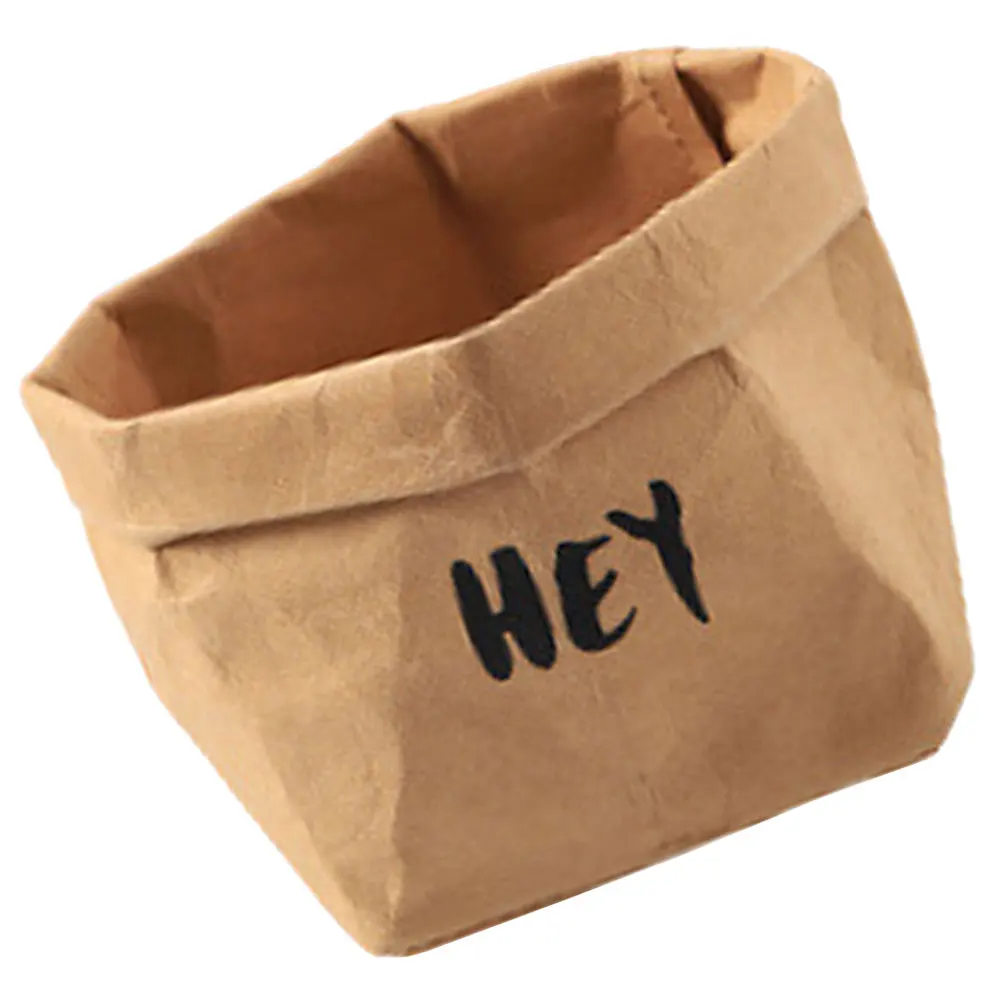 

Kraft Paper Bags for Food Reusable Kitchen Storage Pouch Vegetable Fruits wich Snack Holder Washable S Size