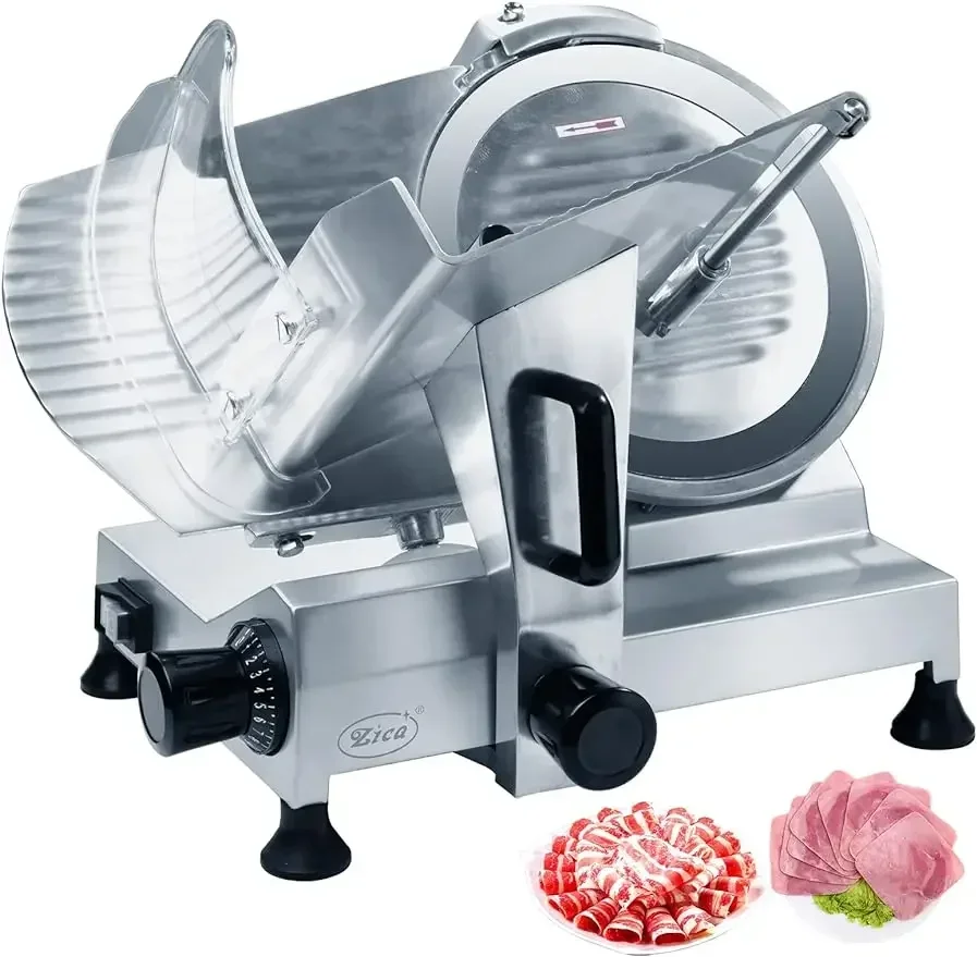 Chrome-Plated Carbon Steel Blade,  Meat, Cheese Food Ham Slicer, Commercial and for Home Use, 10 